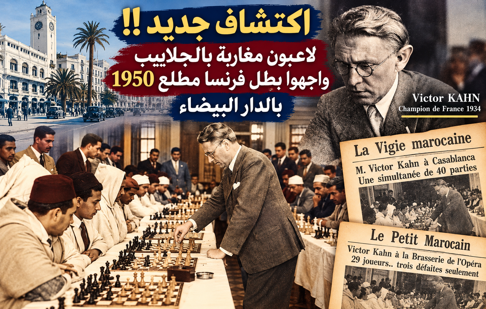 اكتشاف توثيقي جديد .. لاعبون مغاربة بالجلابيب واجهوا بطل فرنسا مطلع 1950بالدار البيضاء!